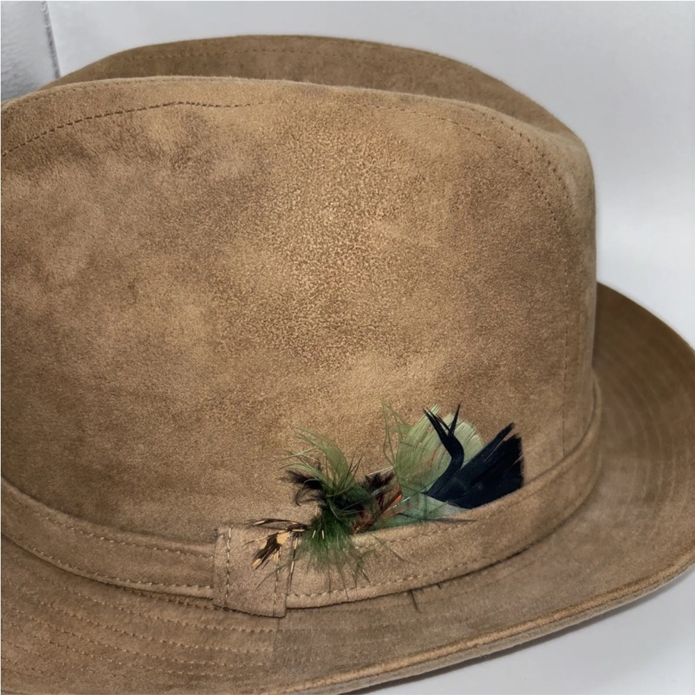 Vintage JA Miller Co Minneapolis Minnesota Brown Suede Fedora Men’s Size M - Picture 2 of 7